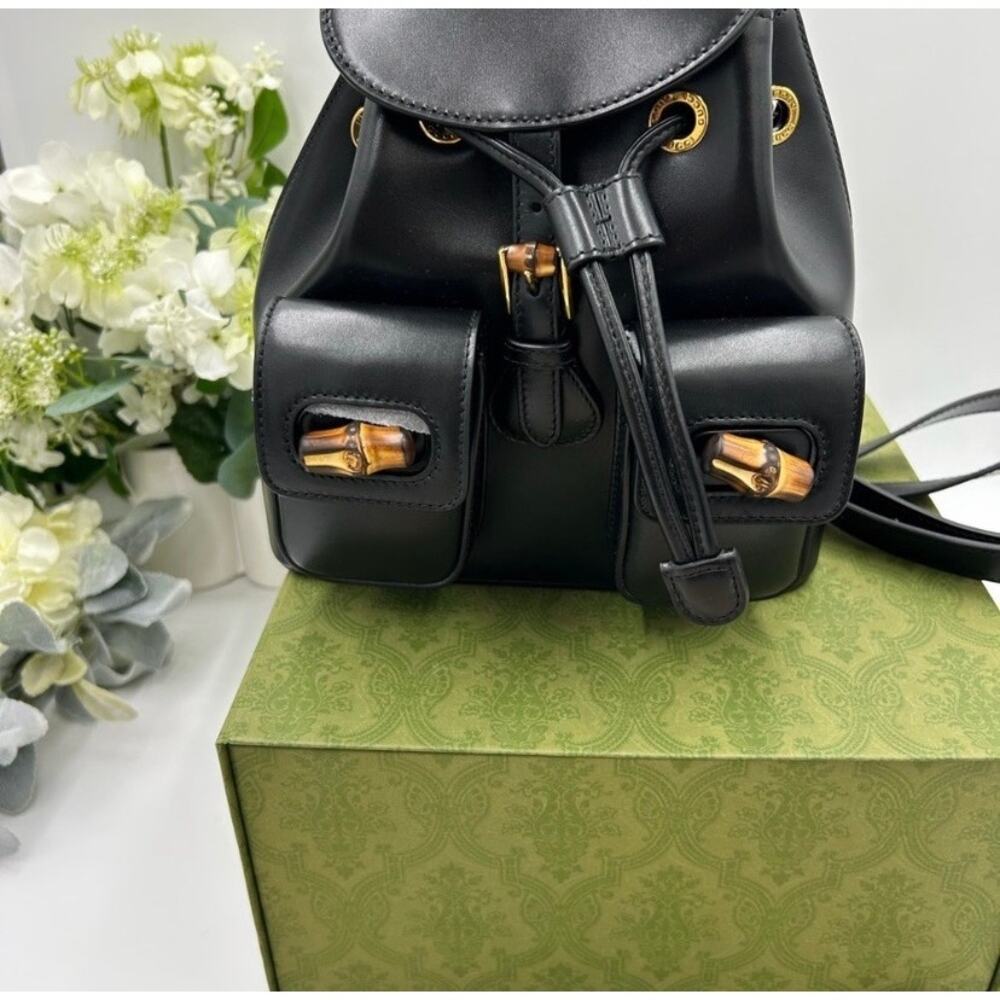 Gucci leather bamboo backpack made in Italy NWT - Picture 8 of 15